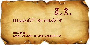 Blaskó Kristóf névjegykártya